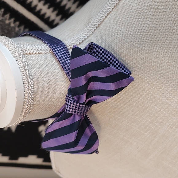 💐GUC Cremiux Brand Unisex Wear Adjustable Silk Bow Tie, Purple/Black, OSFM - Picture 6 of 7